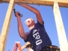 Breathitt ATC Carpentry student Tyler Pennington works on a building project