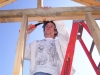 Breathitt ATC Carpentry student John Barnett works on a building project